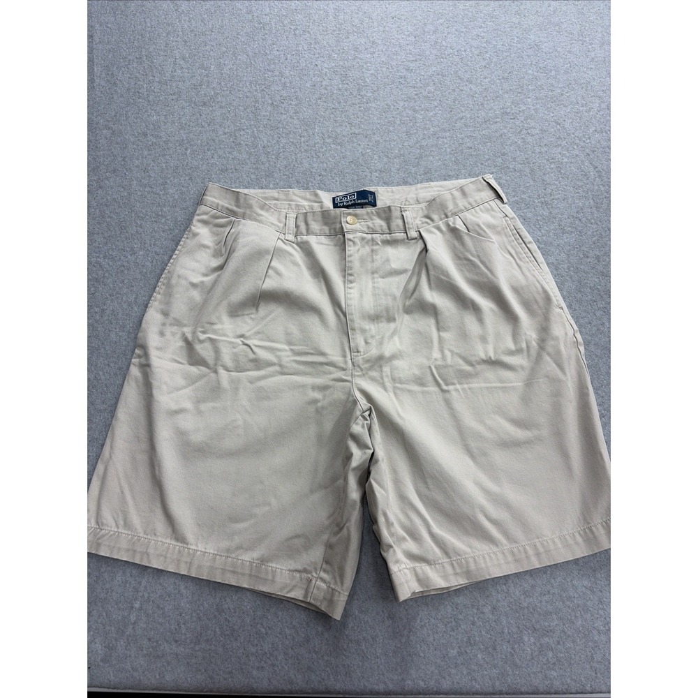 Polo Ralph Lauren Shorts Mens 36 Khaki Tyler Short Pleated Chino Preppy Cotton